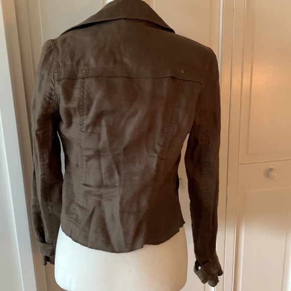 Unmarked Italian Linen Cropped Military Style Jacket - size 0 - Picture 8 of 10